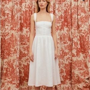 Reformation Tagliatelle Linen Dress in White *altered*